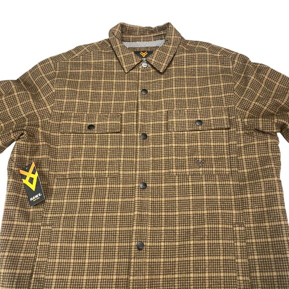 Hawx Work Gear Shacket Mens XL Brown Plaid Sherpa Lined Pockets Snap Button - Picture 12 of 16